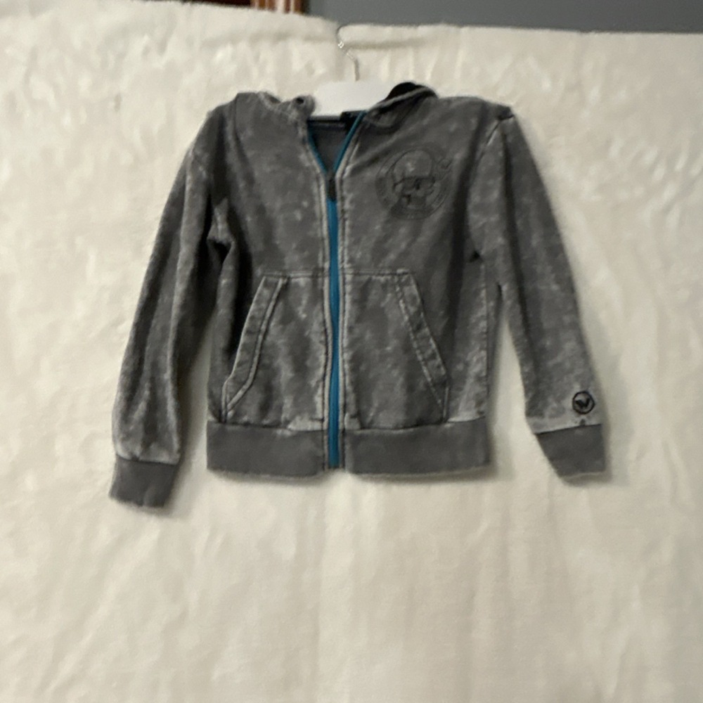 shawn white Gray Skull Graphic Full Zip Hoodie XS Boys Cotton Polyester